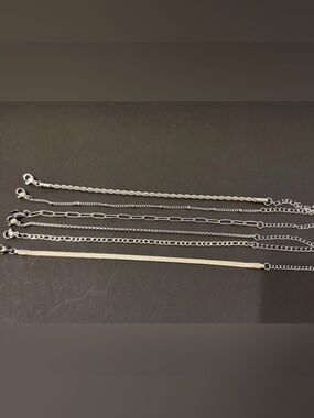 Silver Plated Stainless Steel Silver 6pc Bracelet Set
